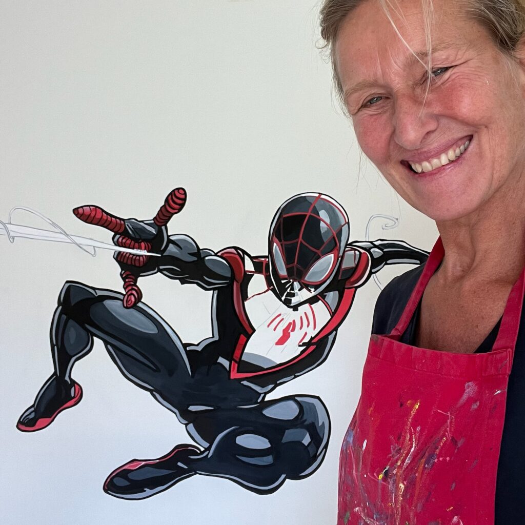 Spiderman muurschildering kinderkamer