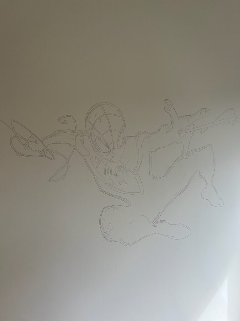 Spiderman muurschildering kinderkamer