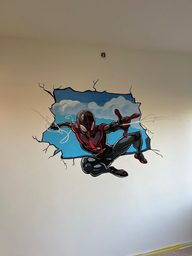 Spiderman muurschildering kinderkamer